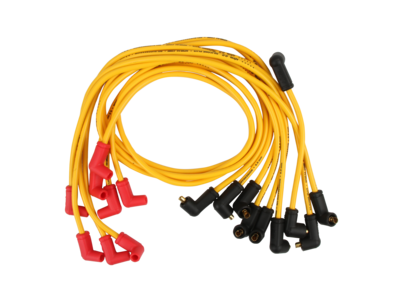 8.8mm Spiral Spark Plug Wire Set, SBC V8, Stock Boots, Yellow