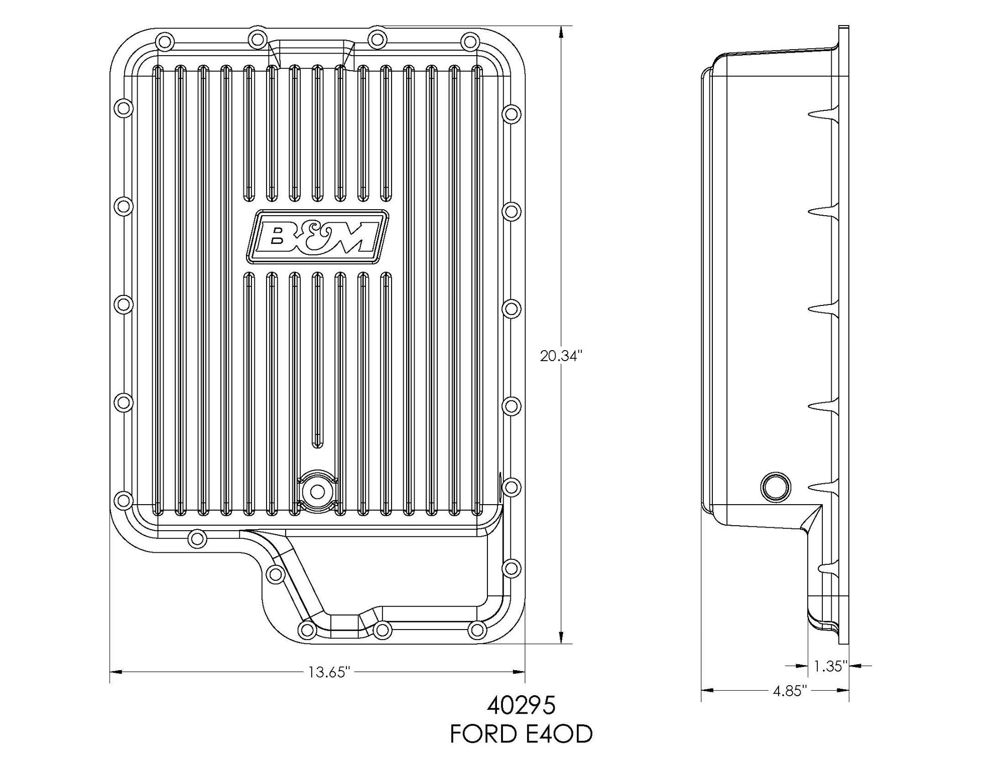 B&M Hi-Tek Deep Transmission Pan -  Aluminum - Photo - out of package Right