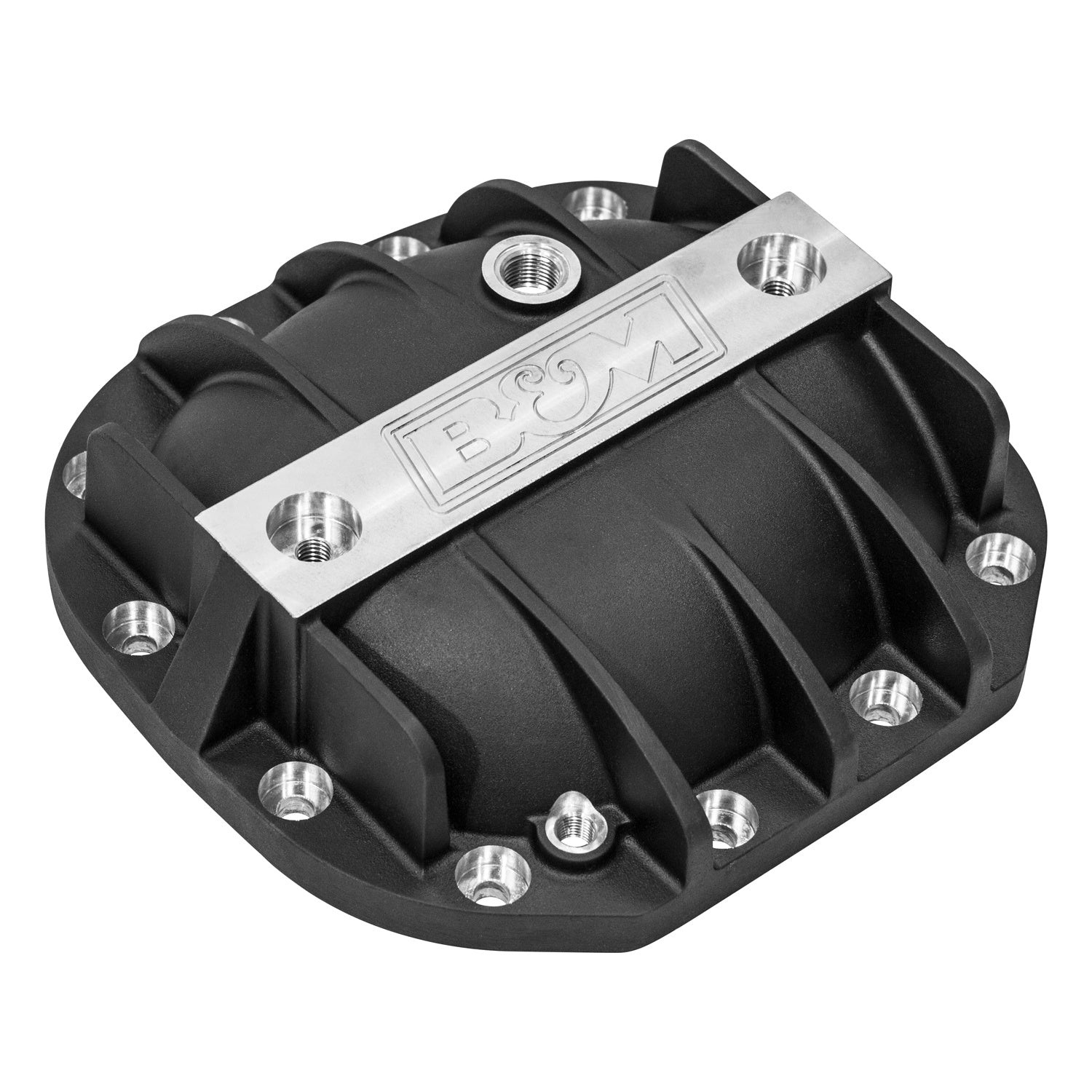 B&M Hi-Tek Aluminum Differential Cover for Ford Super 8.8 - Black - Photo - out of package Left
