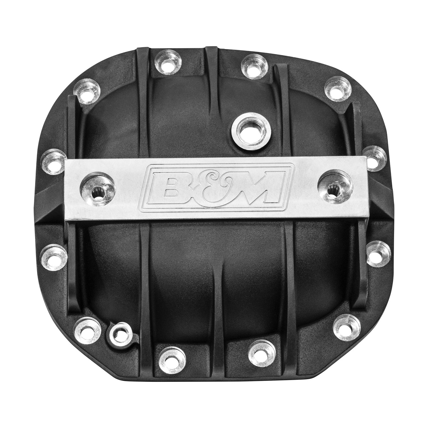B&M Hi-Tek Aluminum Differential Cover for Ford Super 8.8 - Black - Photo - Primary Front