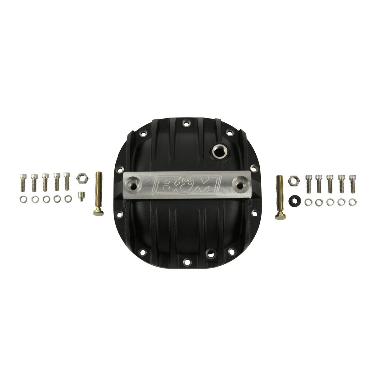 B&M Hi-Tek Aluminum Differential Cover for Ford 8.8-inch - Black - Photo - out of package Left