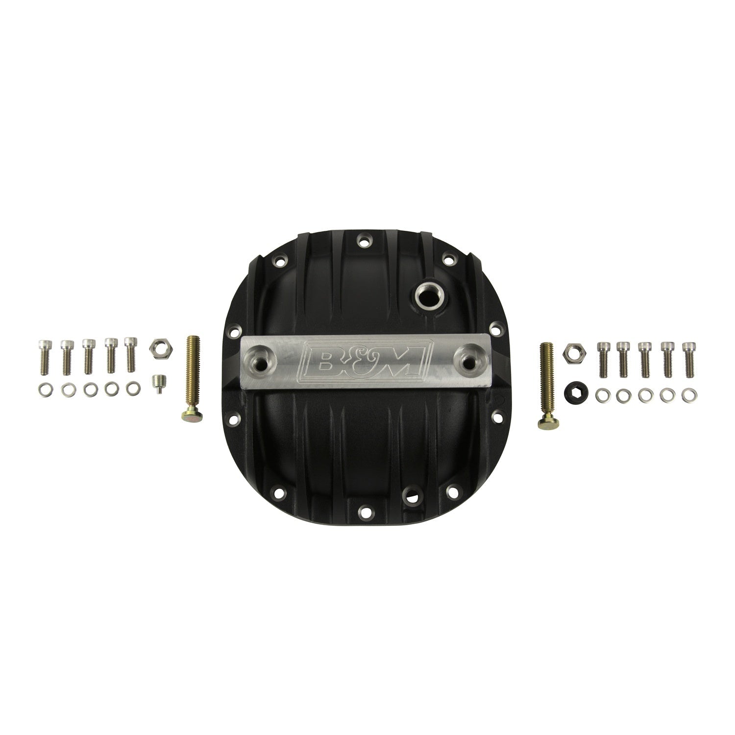 B&M Hi-Tek Aluminum Differential Cover for Ford 8.8-inch - Black - Photo - out of package Left