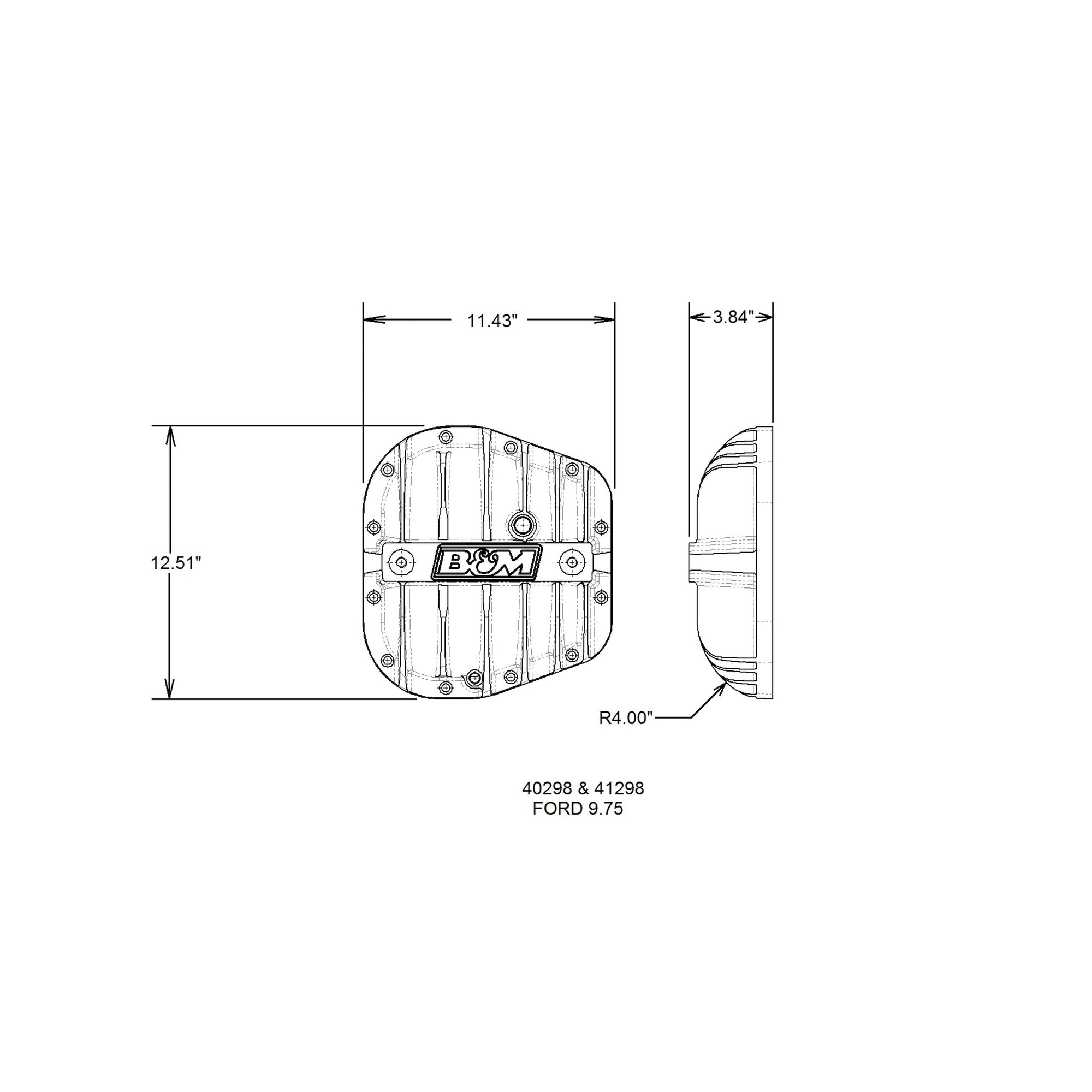 B&M Hi-Tek Aluminum Differential Cover for Ford 9.75-inch - Black - Photo - out of package Back
