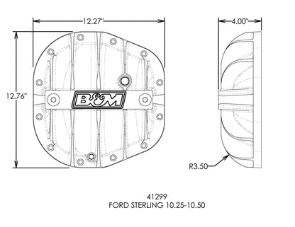 B&M Hi-Tek Aluminum Differential Cover for Sterling 10.25/10.5-inch - Black - Photo - out of package Right
