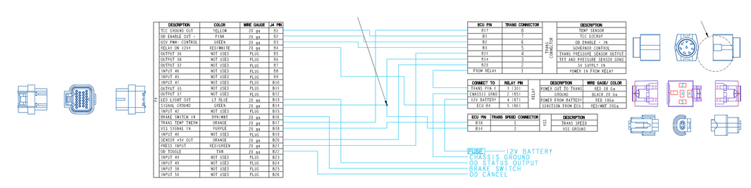 WIRING HARNESS,CHRYSLER 46/47/48RE TRANS - Holley EFI Transmission Control Harness - 1996-2003 Chrysler 46RE