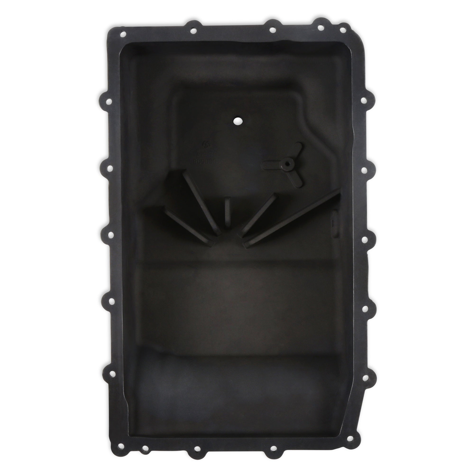 B&M Hi-Tek Heavy-Duty Deep Transmission Pan -  Ford 10R80 - Aluminum - Black - Photo - Close Up Back