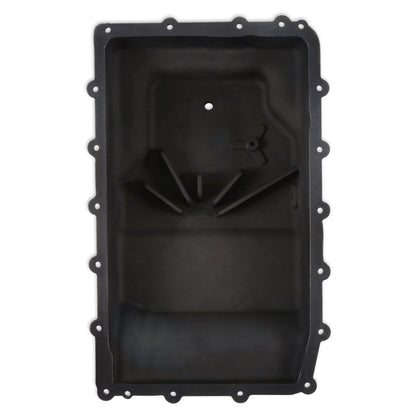 B&M Hi-Tek Heavy-Duty Deep Transmission Pan -  Ford 10R80 - Aluminum - Black - Photo - Close Up Back