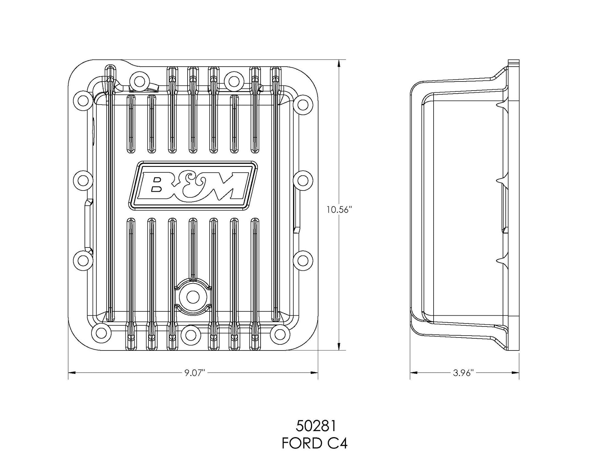 B&M Hi-Tek Deep Transmission Pan -  Aluminum - Photo - out of package Right