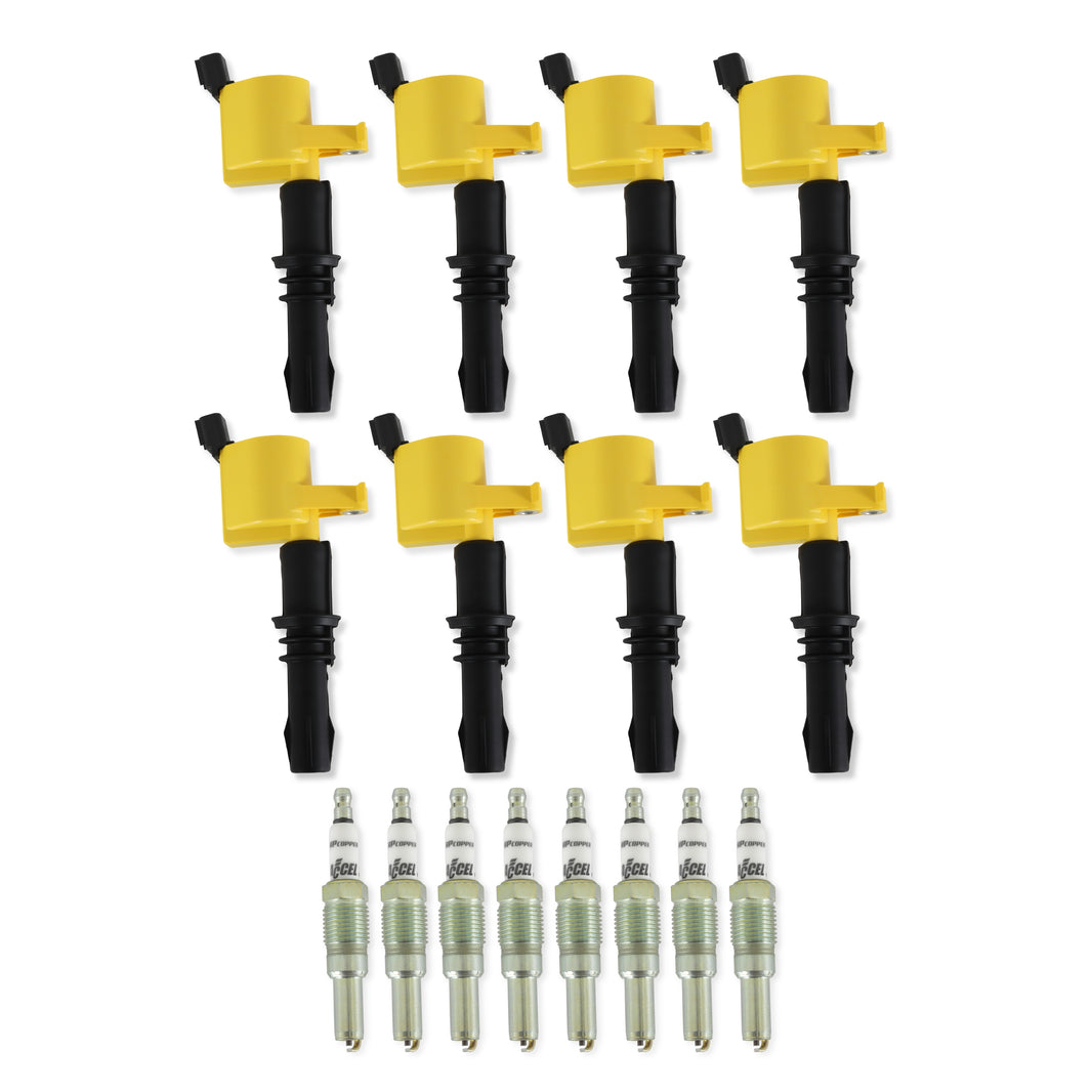 Kit d'allumage ACCEL amélioré - Ford 4.6L/5.4L/6.8L 3 soupapes (2004-2008), jaune, lot de 8