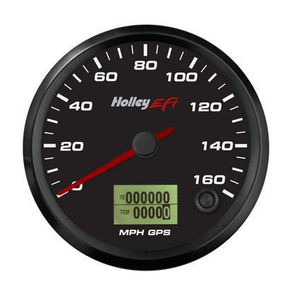 Holley EFI GPS Speedometer - 3-3/8" GPS Speedometer (w/ Odometer), 0-160 MPH, Black Face