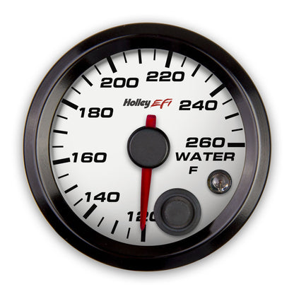 Holley EFI Coolant Temp Gauge - Standard 2-1/16" size - 120°-260° - White Face - Black Bezel