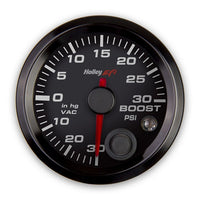 2-1/16 VACUUM/BOOST GAUGE, 30INHG-30PSI, - Holley EFI Vacuum/Boost Gauge