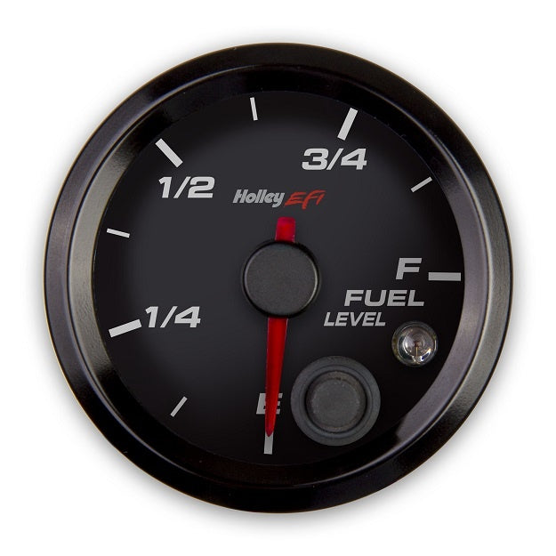 Holley EFI Fuel Level Gauge - Standard 2-1/16" size - Programmable - Black Face - Black Bezel