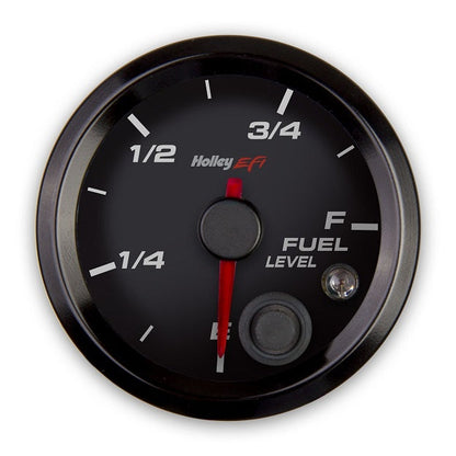 Holley EFI Fuel Level Gauge - Standard 2-1/16" size - Programmable - Black Face - Black Bezel