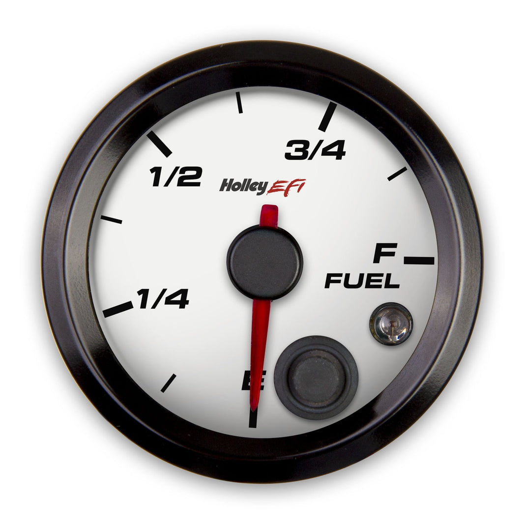 Holley EFI Fuel Level Gauge - Standard 2-1/16" size - Programmable - White Face - Black Bezel