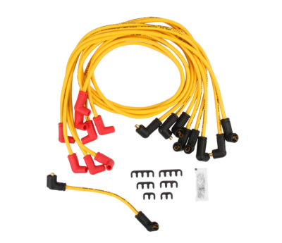 8.8mm Spiral Spark Plug Wire Set, SBC V8, Stock Boots, Yellow