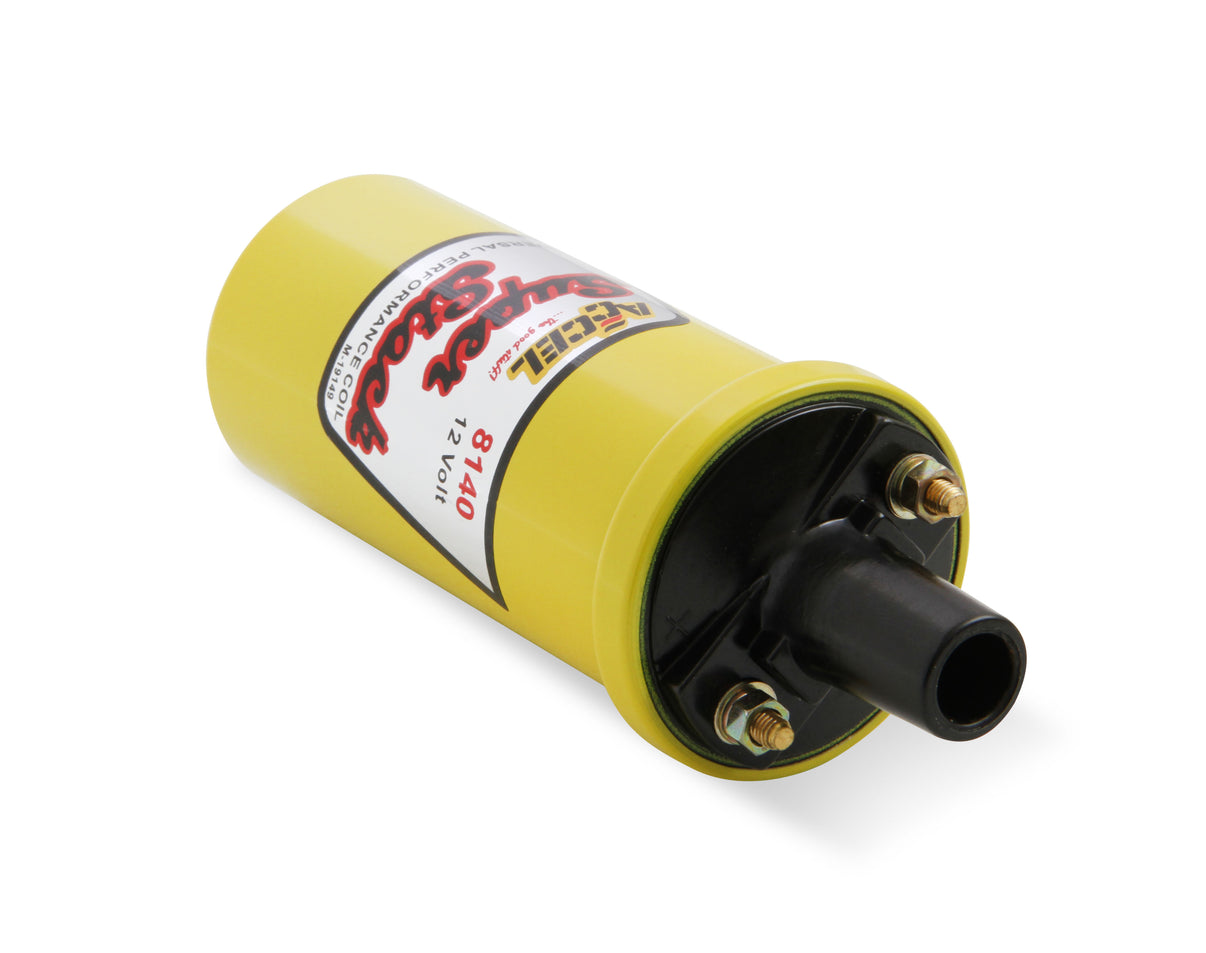 ACCEL Ignition Coil - Yellow - 42000v 1.4 ohm primary - Points - up to 6500 RPM - Photo - out of package Back