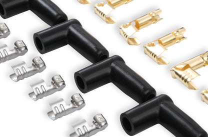 Jeu de câbles d'allumage - 8 mm - Jaunes avec capuchons droits orange