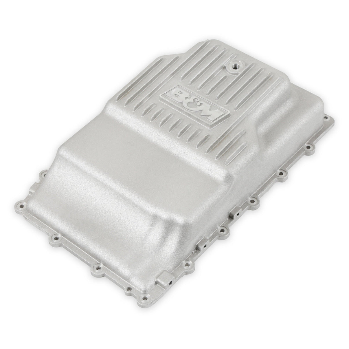 B&M Hi-Tek Heavy-Duty Deep Transmission Pan -  Ford 10R80 - Aluminum - Natural - Photo - out of package Left