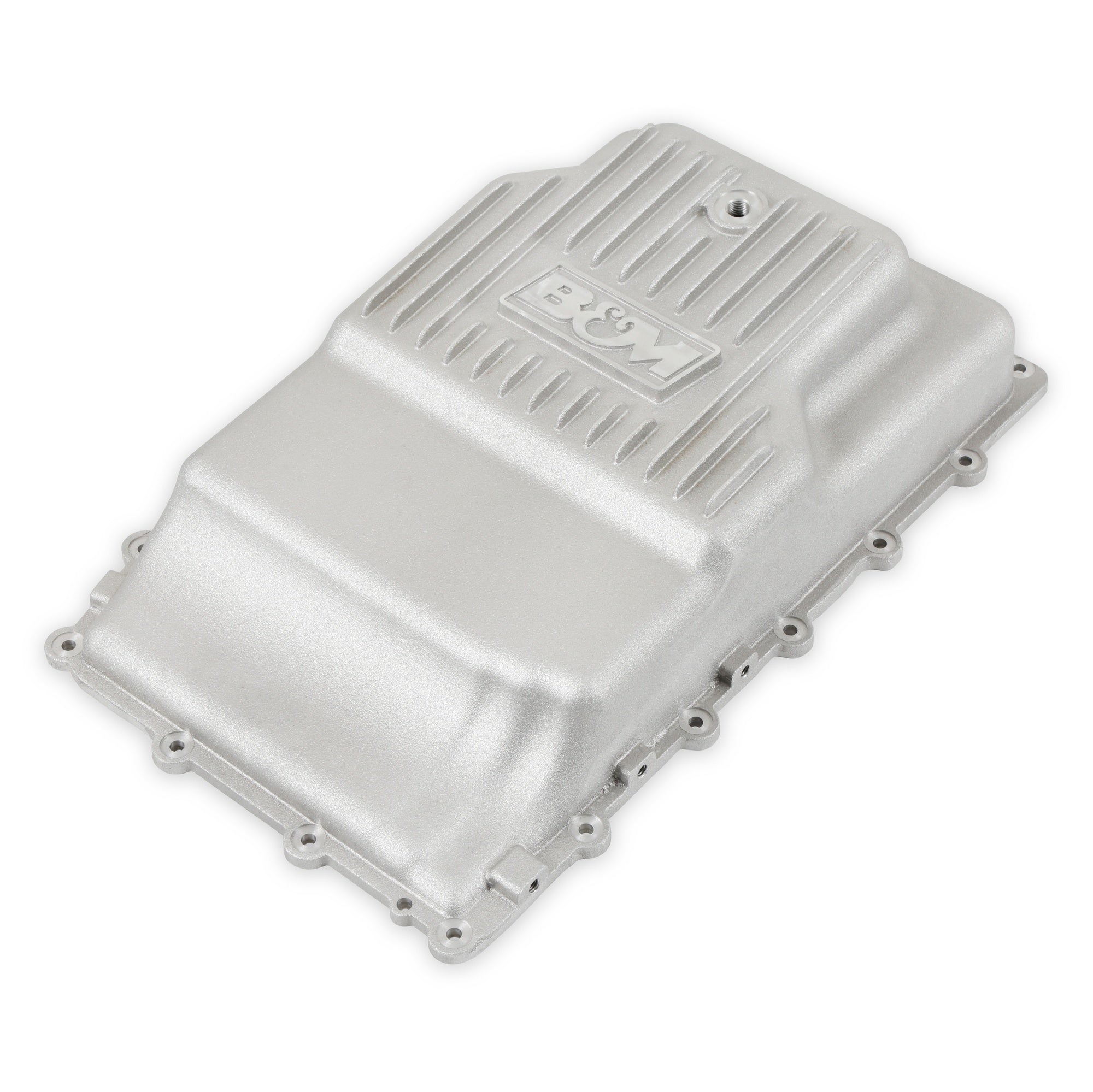 B&M Hi-Tek Heavy-Duty Deep Transmission Pan -  Ford 10R80 - Aluminum - Natural - Photo - out of package Left