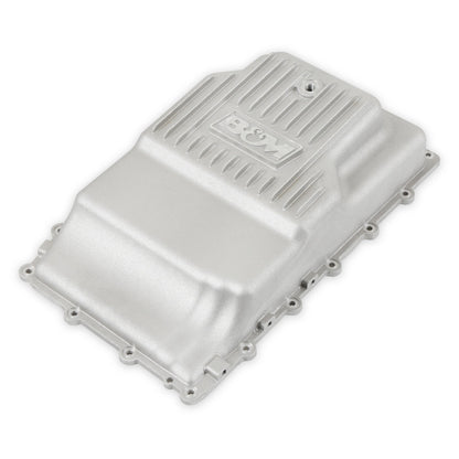B&M Hi-Tek Heavy-Duty Deep Transmission Pan -  Ford 10R80 - Aluminum - Natural - Photo - out of package Left