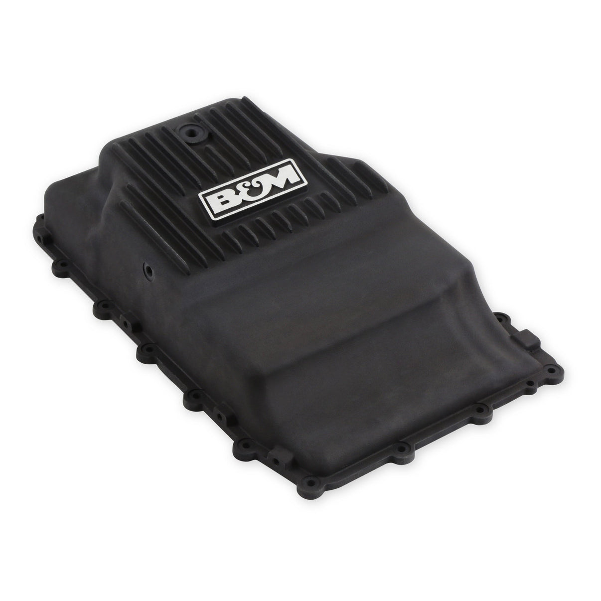 B&M Hi-Tek Heavy-Duty Deep Transmission Pan -  Ford 10R80 - Aluminum - Black - Photo - Close Up Top
