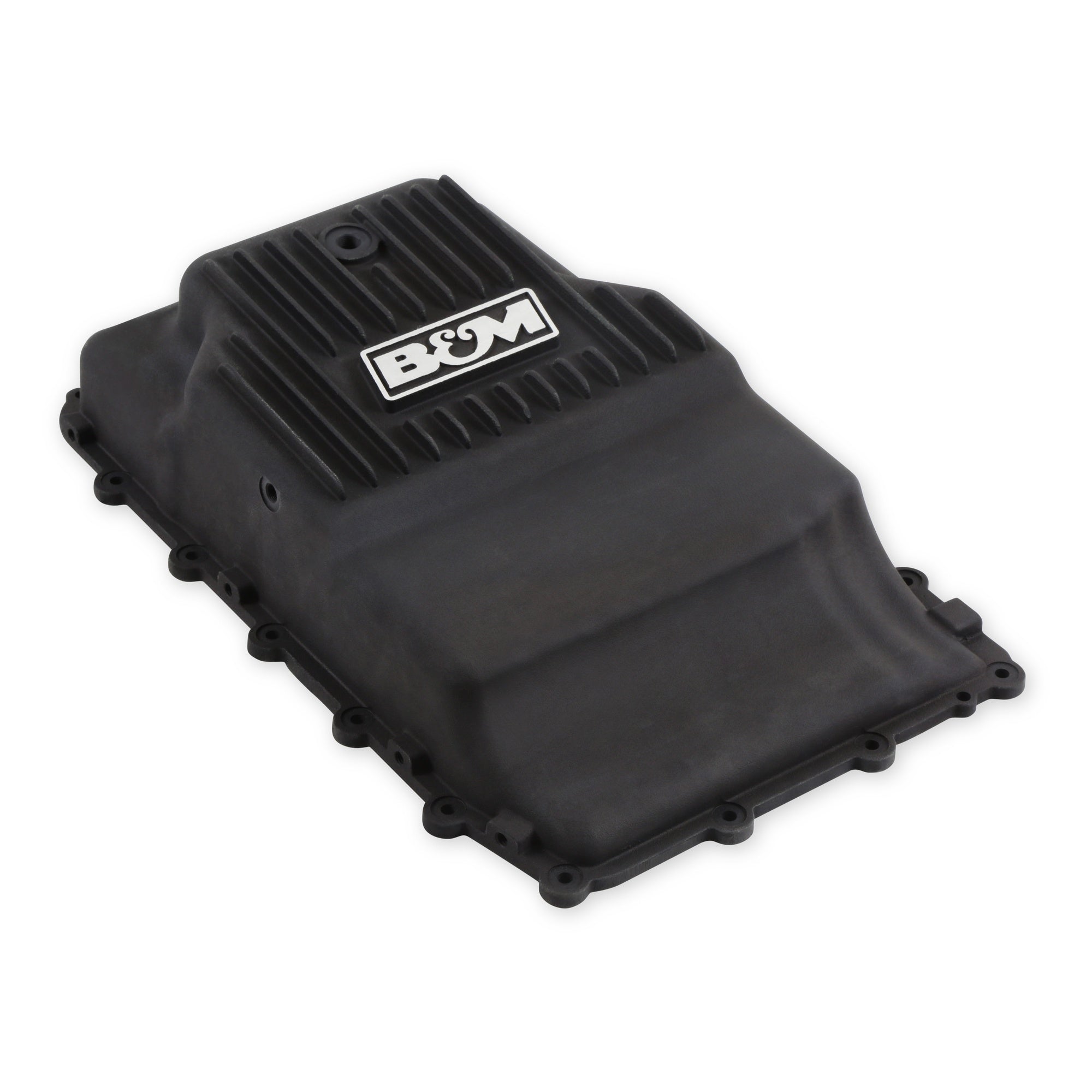 B&M Hi-Tek Heavy-Duty Deep Transmission Pan -  Ford 10R80 - Aluminum - Black - Photo - Close Up Top