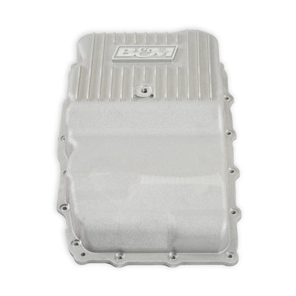B&M Hi-Tek Heavy-Duty Deep Transmission Pan -  GM 10L80 - Aluminum - Natural - Photo - Close Up Back