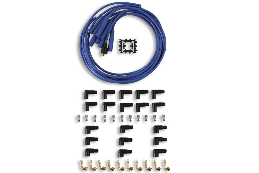 Spark Plug Wire Set- 8mm - Blue Wire with Blue Straight Boots