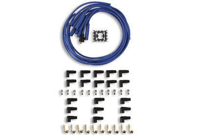 Jeu de câbles d'allumage - 8 mm - Câble bleu avec capuchons droits bleus