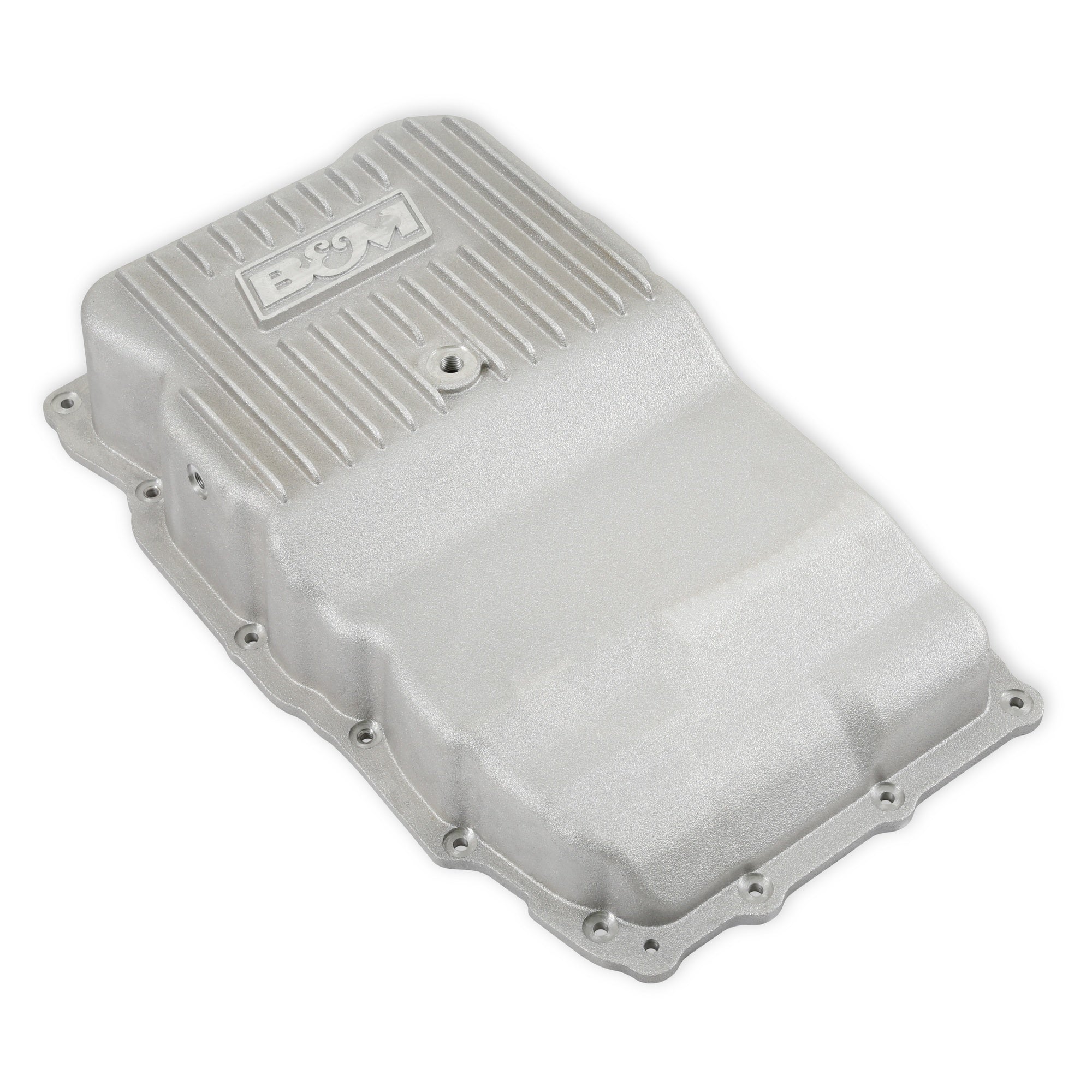 B&M Hi-Tek Heavy-Duty Deep Transmission Pan -  GM 10L80 - Aluminum - Natural - Photo - Close Up Top