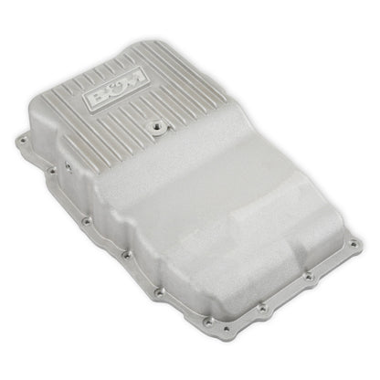 B&M Hi-Tek Heavy-Duty Deep Transmission Pan -  GM 10L80 - Aluminum - Natural - Photo - Close Up Top