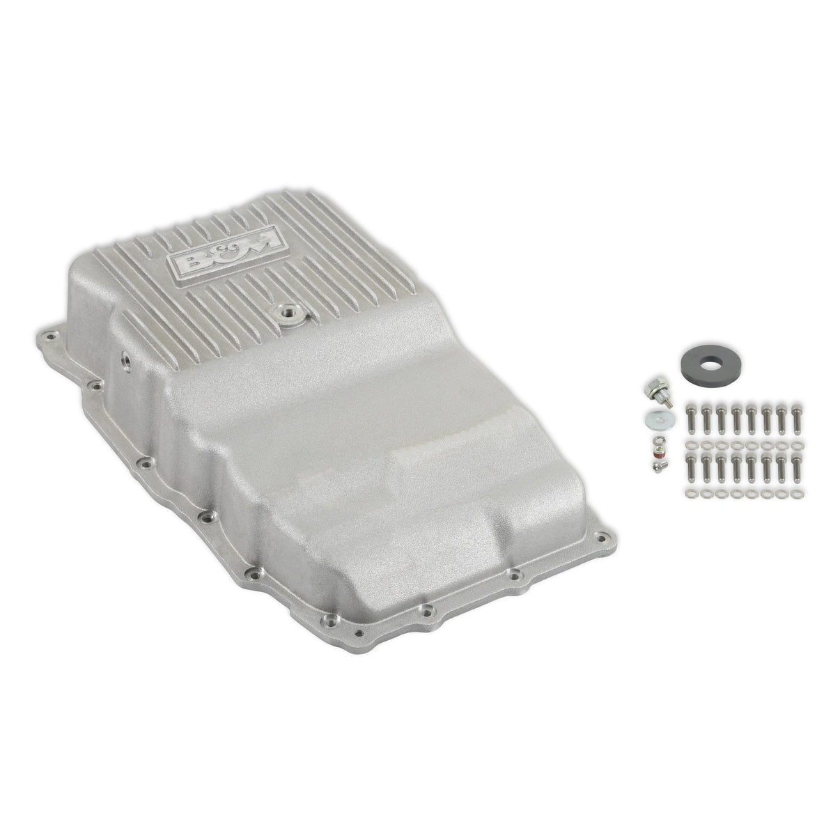 B&M Hi-Tek Heavy-Duty Deep Transmission Pan -  GM 10L80 - Aluminum - Natural - Photo - Close Up Bottom