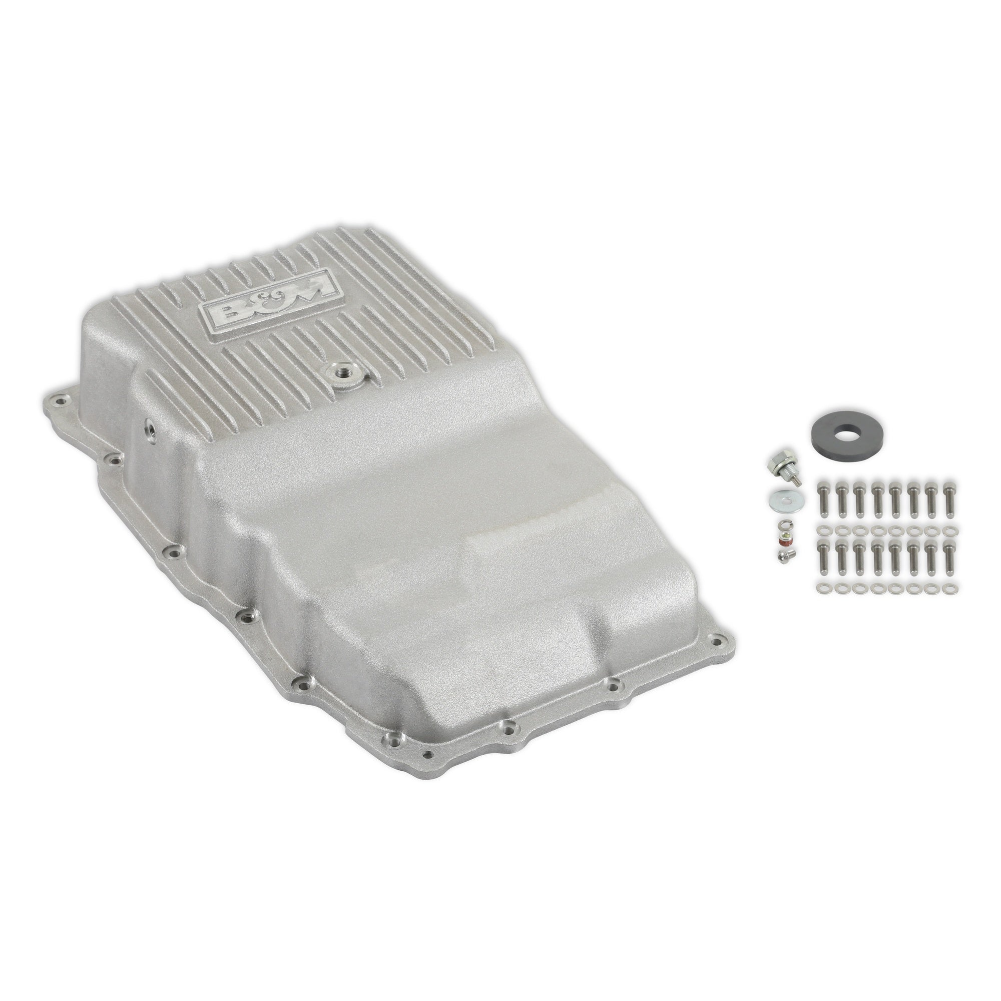 B&M Hi-Tek Heavy-Duty Deep Transmission Pan -  GM 10L80 - Aluminum - Natural - Photo - Close Up Bottom