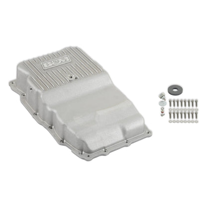 B&M Hi-Tek Heavy-Duty Deep Transmission Pan -  GM 10L80 - Aluminum - Natural - Photo - Close Up Bottom