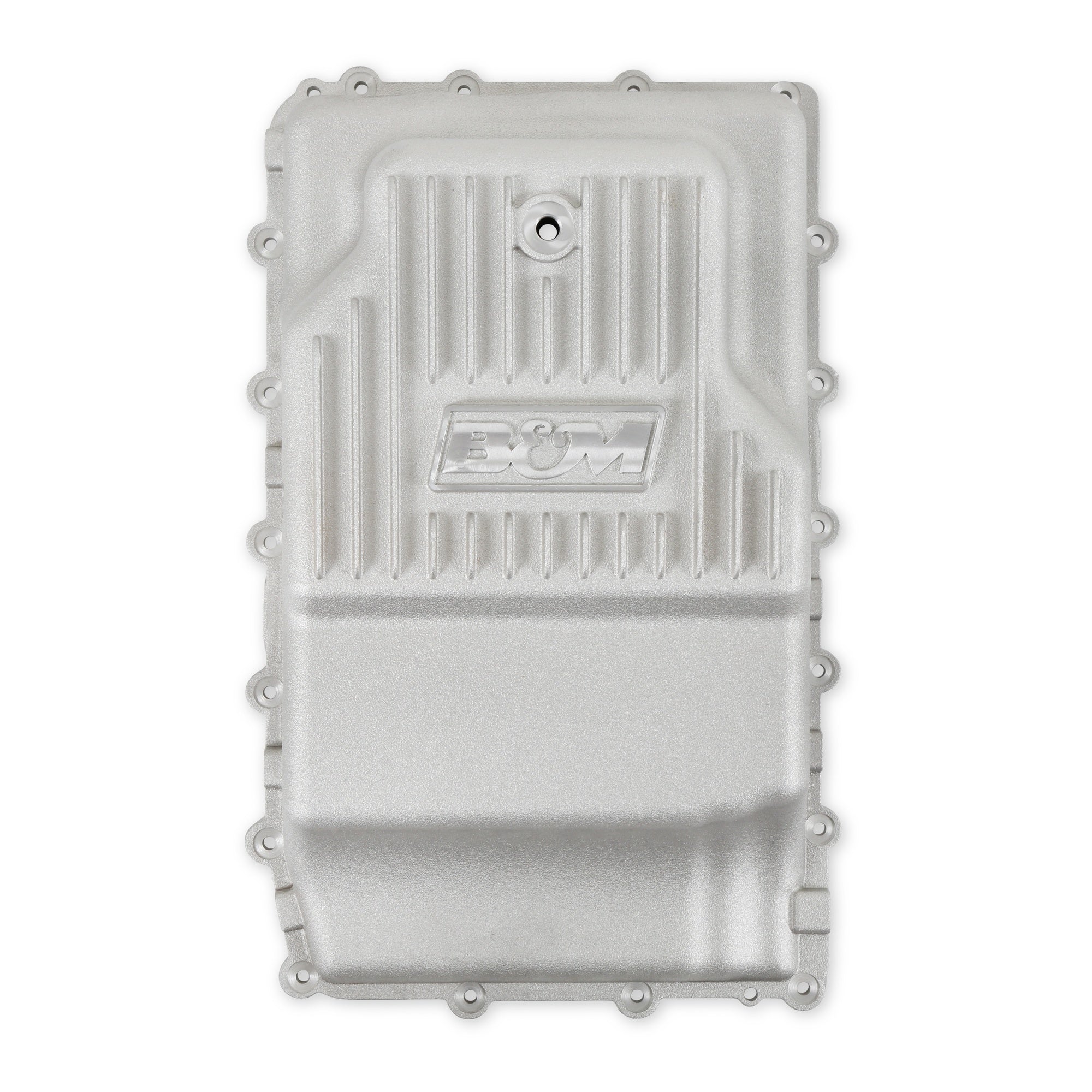 B&M Hi-Tek Heavy-Duty Deep Transmission Pan -  Ford 10R80 - Aluminum - Natural - Photo - out of package Back