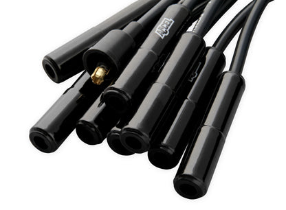 Jeu de câbles de bougies d'allumage universels avec capuchons en céramique noire coudés à 180°.