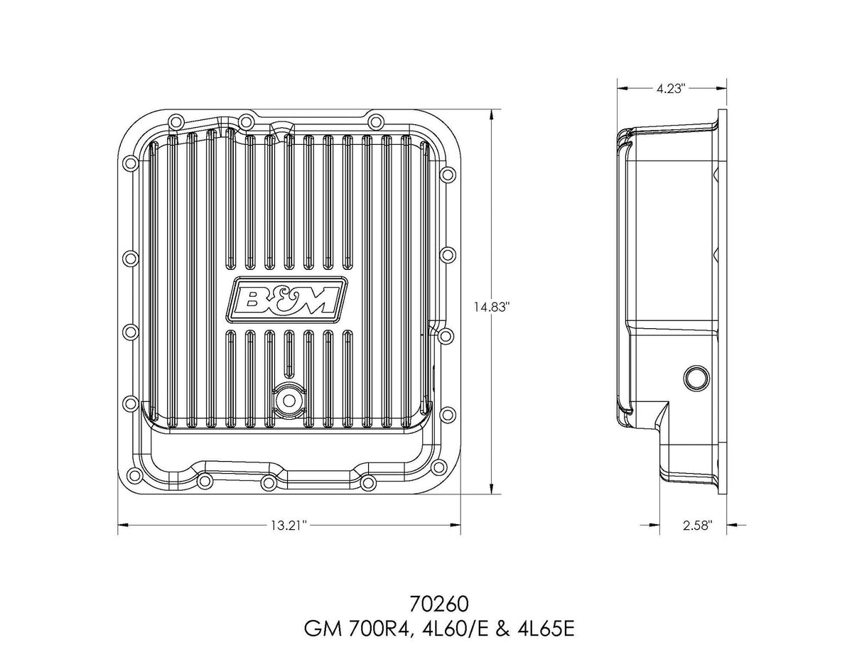 B&M Hi-Tek Deep Transmission Pan -  Aluminum - Photo - out of package Right