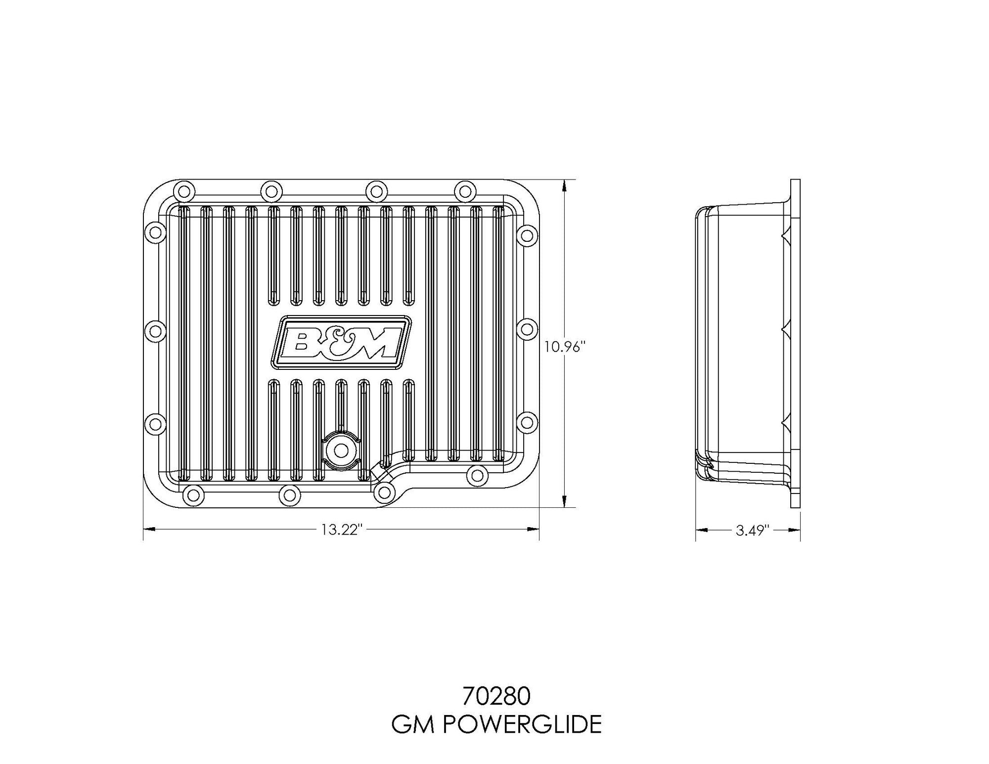 B&M Hi-Tek Deep Transmission Pan -  Aluminum - Photo - out of package Right