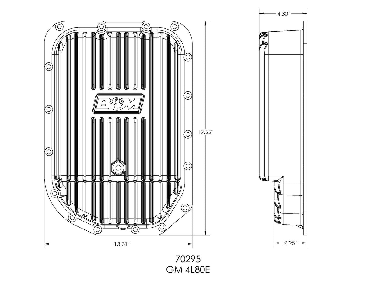 B&M Hi-Tek Deep Transmission Pan -  Aluminum - 4L80E - Photo - out of package Right
