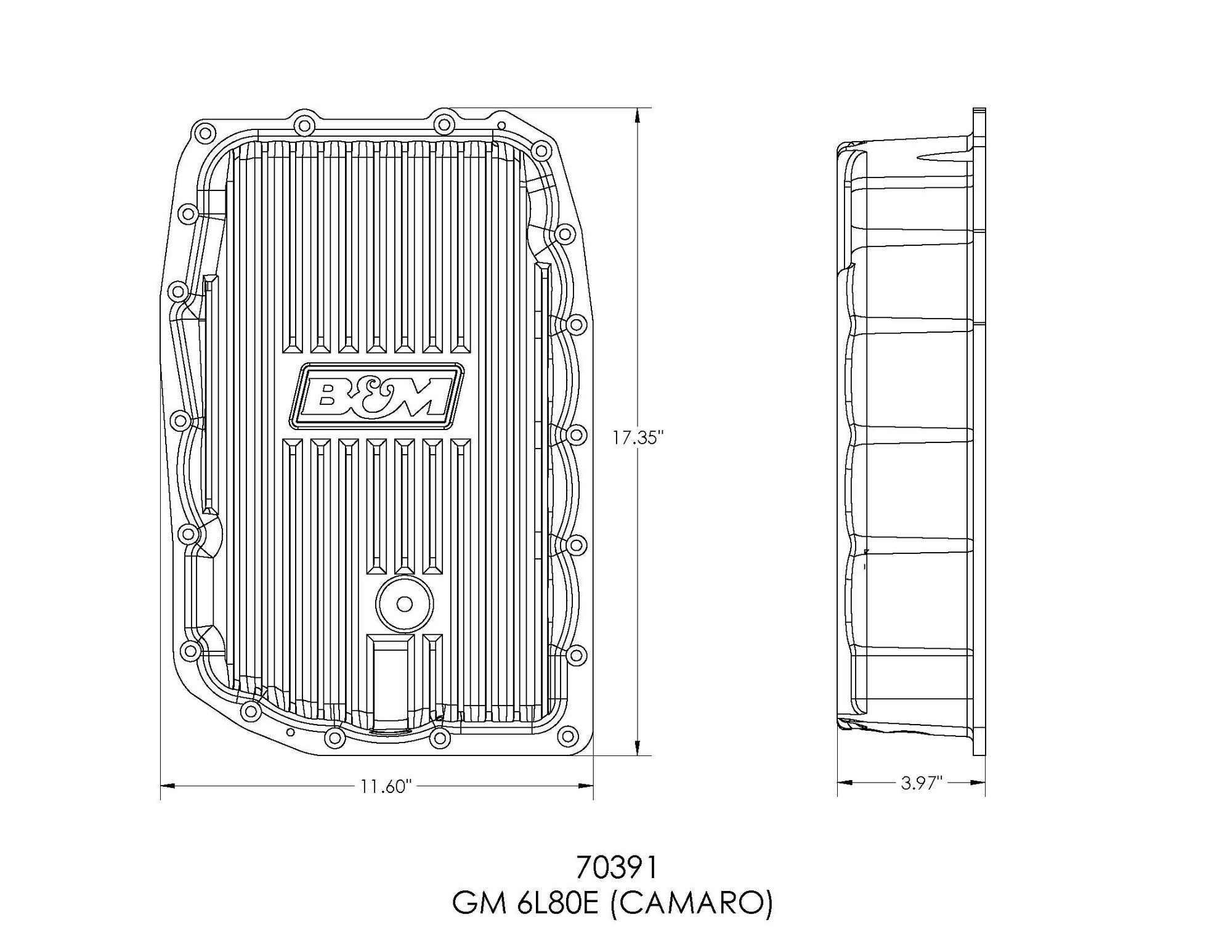 B&M Hi-Tek Deep Transmission Pan -  Aluminum - Photo - out of package Right