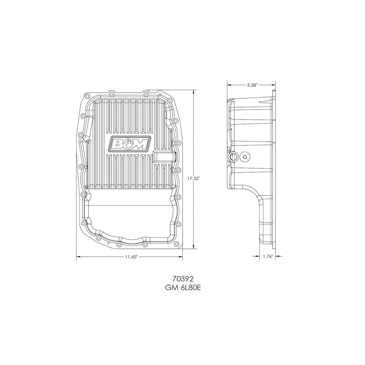 B&M Hi-Tek Deep Transmission Pan -  Aluminum - 6L80E - Photo - out of package Right