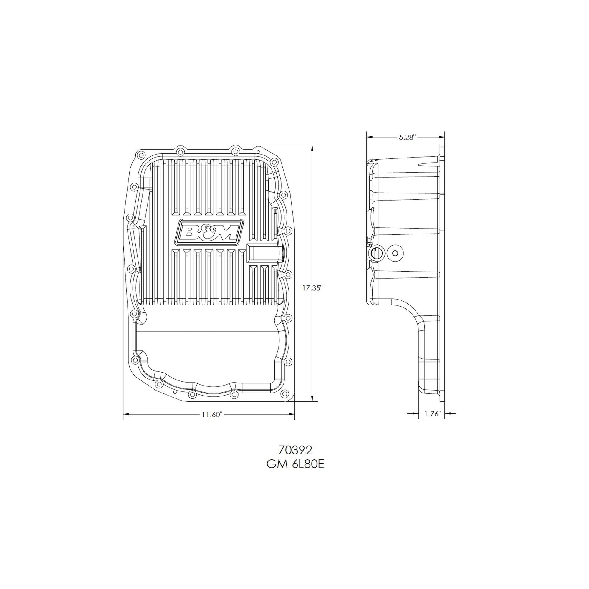 B&M Hi-Tek Deep Transmission Pan -  Aluminum - 6L80E - Photo - out of package Right