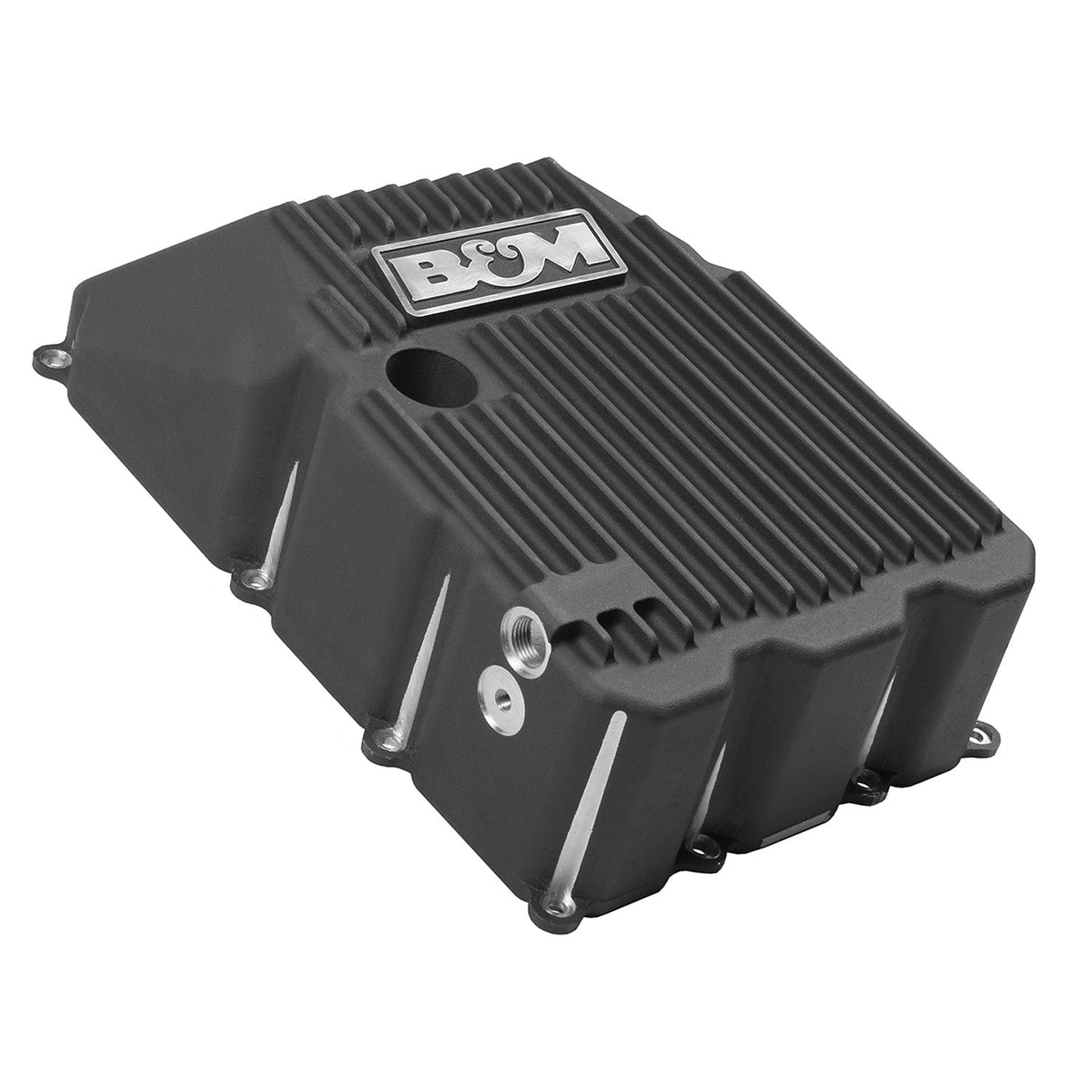 B&M Hi-Tek Deep Transmission Pan - Aluminum - Toyota - Black - Photo - out of package Left