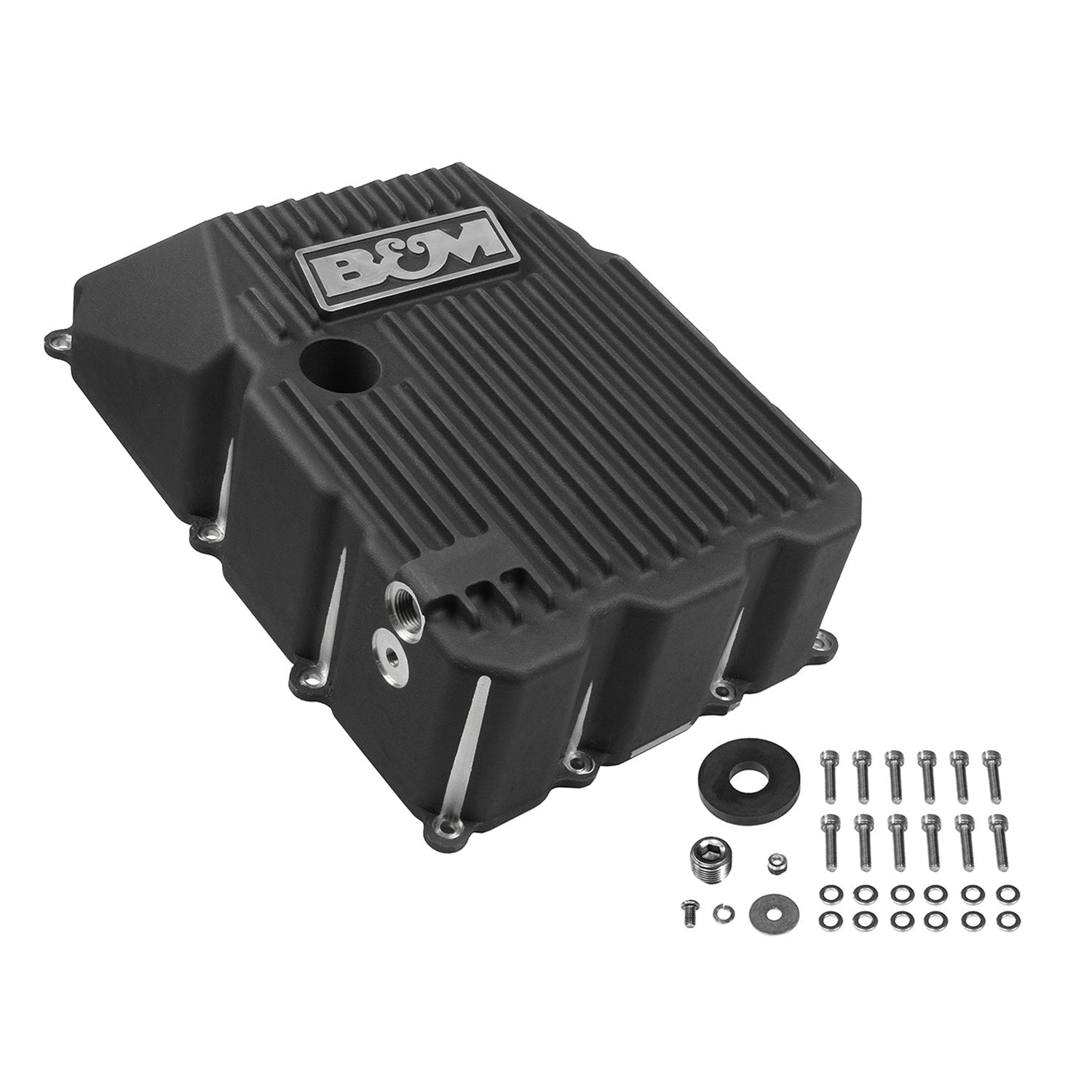 B&M Hi-Tek Deep Transmission Pan - Aluminum - Toyota - Black - Photo - out of package Front