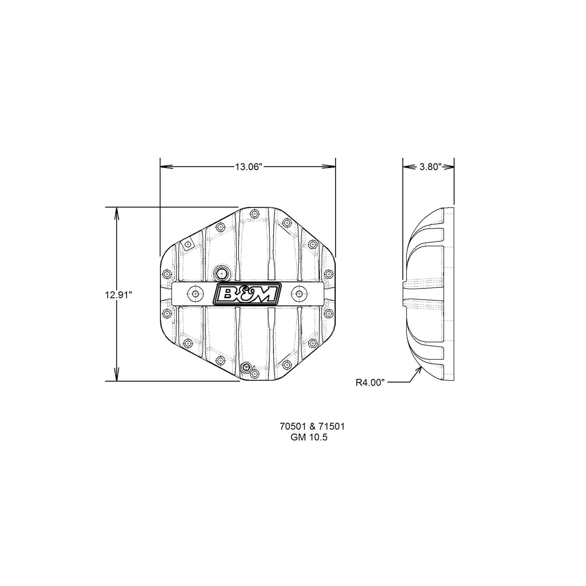 B&M Hi-Tek Aluminum Differential Cover for GM Corporate 14-bolt (10.5-inch) - Photo - out of package Back