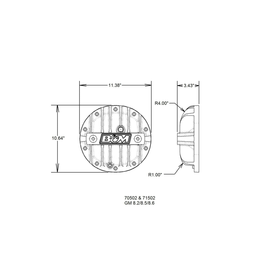DIFF COVER,GM 8.2, 8.5 & 8.6 10 BOLT CAS - B&M Hi-Tek GM 10 Bolt Aluminum Differential Cover