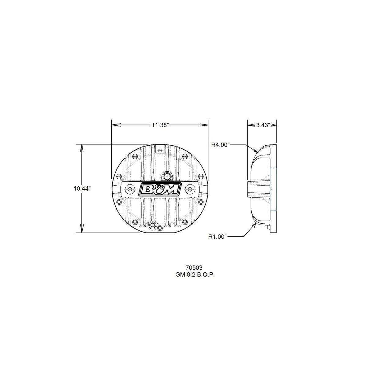 B&M Hi-Tek GM 10-Bolt Aluminum Differential Cover - 8.2-inch BOP - Photo - out of package Right