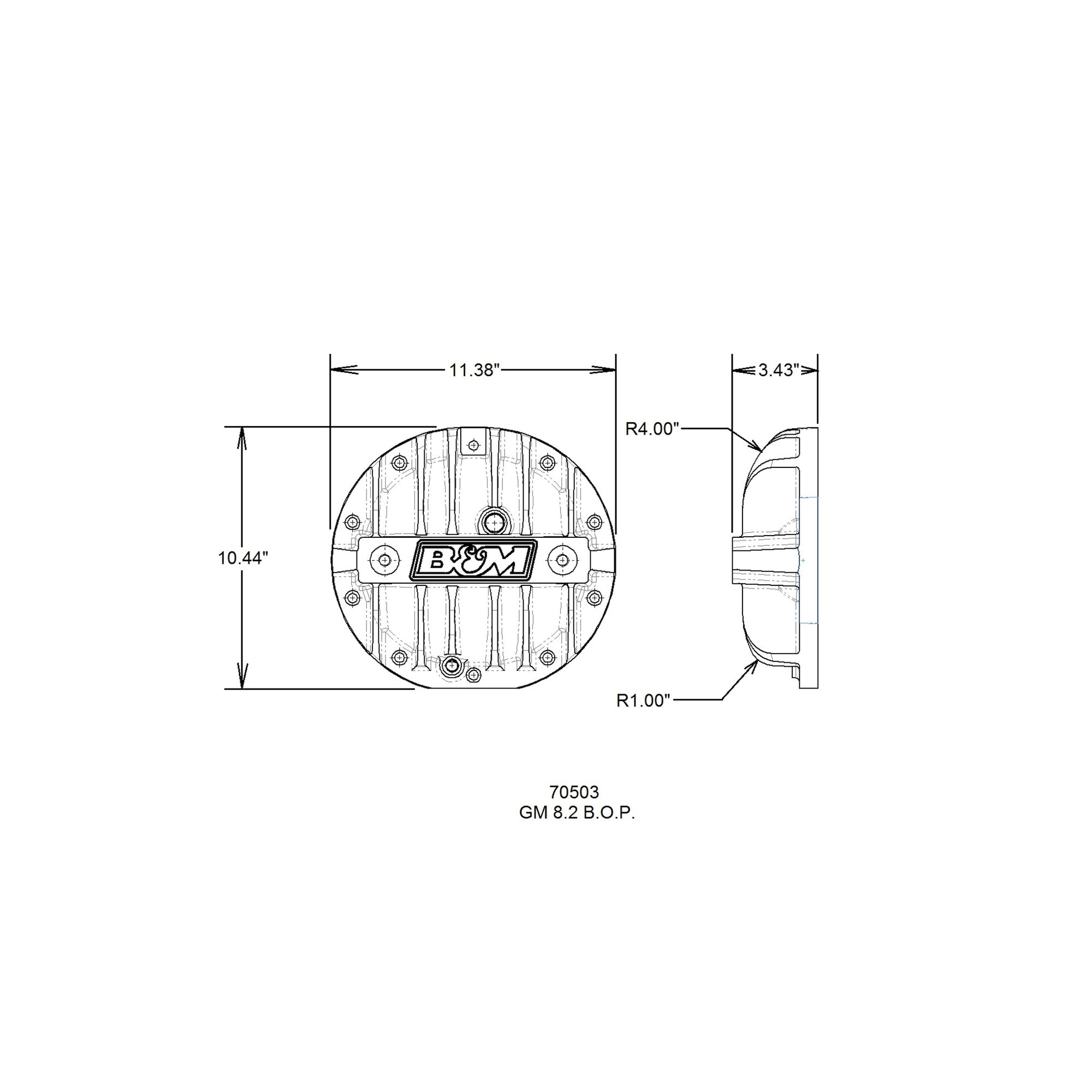 B&M Hi-Tek GM 10-Bolt Aluminum Differential Cover - 8.2-inch BOP - Photo - out of package Right