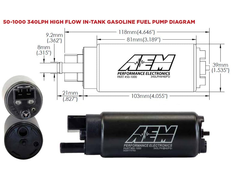 KIT DE POMPE À CARBURANT, INTÉGRÉE AU RÉSERVOIR, 340 L/H - Pompe à carburant haute performance AEM 340 L/H intégrée au réservoir